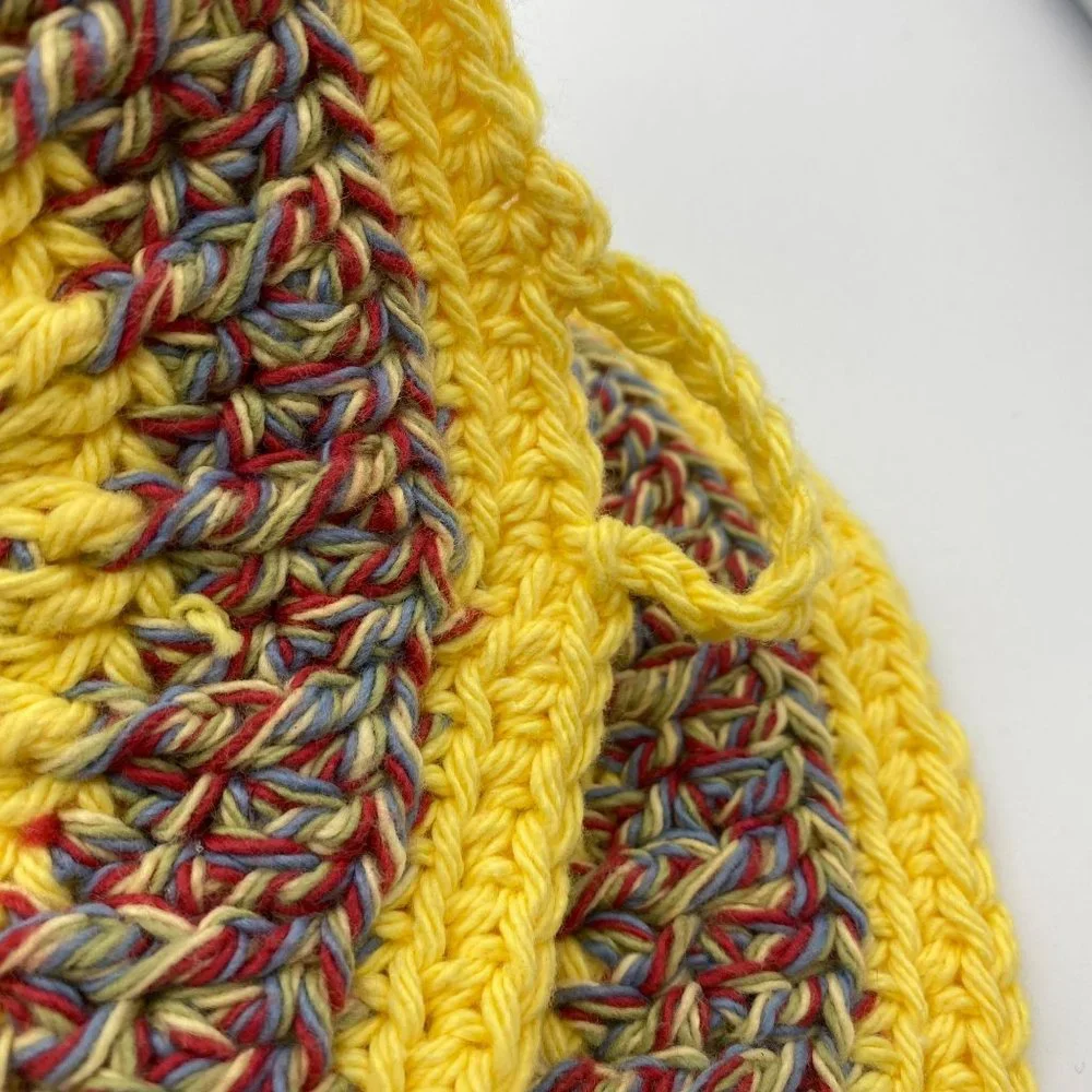 Crochet pot holders‎ trivets yellow hanging vintage kitchen handmade